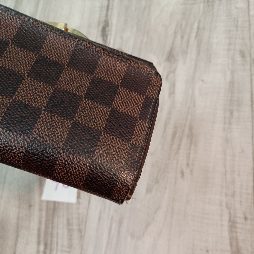 LOUIS VUITTON KISSLOCK DAMIER EBENE CANVAS CANVAS LEATHER BIFOLD WALLET - Picture 7 of 15